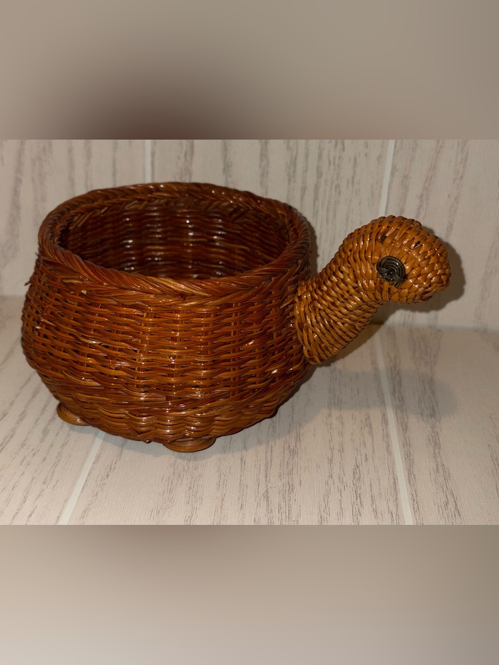 Rattan woven wicker turtle basket boho